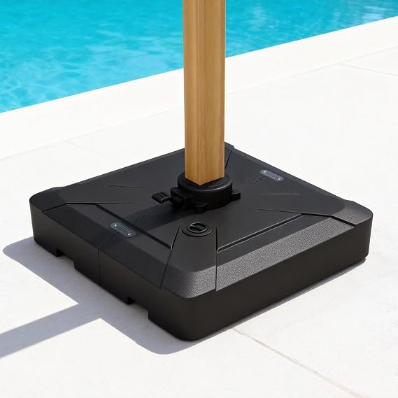 PURPLE LEAF Patio Offset Umbrella Base 39.4'' x 39.4'' MEB6150 | Durable HDPE, 330 lbs Water and Sand Fillable, Heavy-Duty Support, UV-Resistant Finish, Fits PURPLE LEAF Cantilever Umbrellas