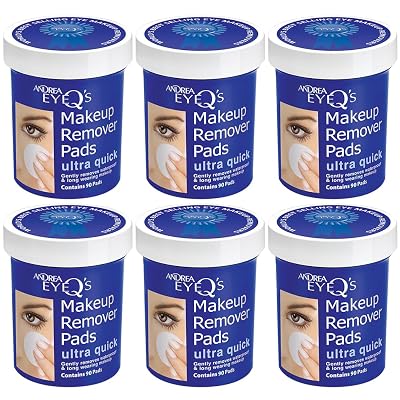 Andrea Eye Qs Ultra Quick Eye Makeup Remover Pads, 65-Count Pack of 6