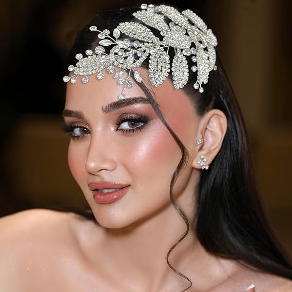 Wedding Hair Pieces for Brides, Bridal Hair accessories(Silver) | Rhinestone Bride Headpiece, Exquisite Headwear Suitable for Weddings, Parties, Dances and Other Occasions