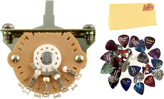 Switchcraft EP-4373-B00 3-Way Oak Grisby Switch Bundle with Fender Picks and Austin Bazaar Polishing Cloth