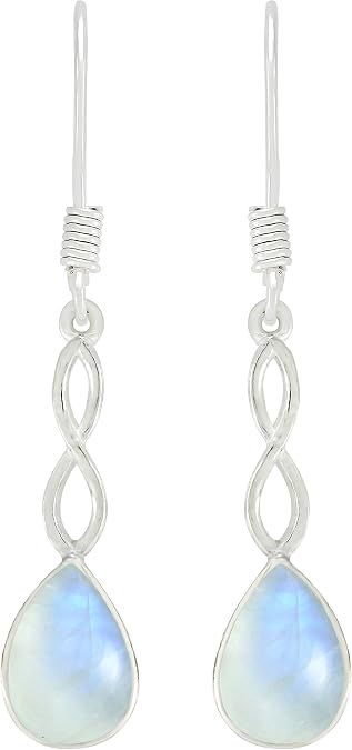 Teardrop Shape Natural Gemstone Dangle Earrings for Women