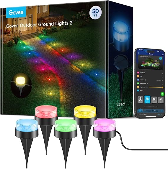 Govee Outdoor Ground Lights 2, 50ft Patio Decorations, 15 Pack