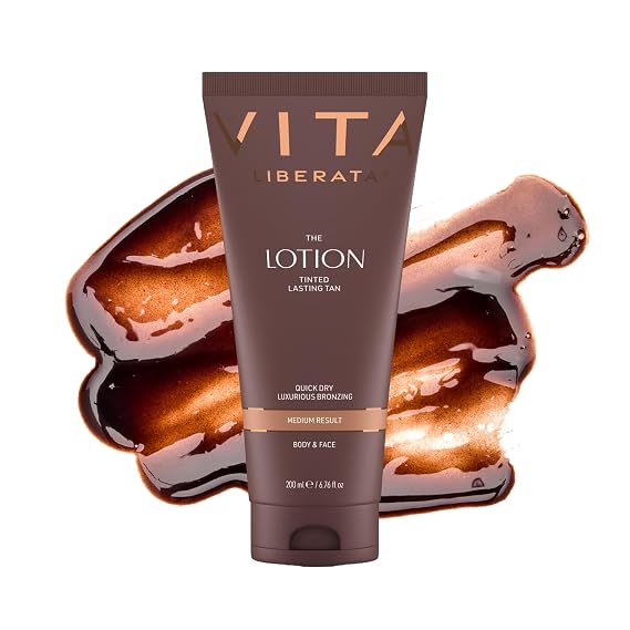 Vita Liberata Fabulous Gradual Tanning Lotion - Medium - Tinted, Natural Looking Tan Designed for Face & Body, Quick Drying Formula, Formulated with Hyaluronic Acid, 6.76 fl oz