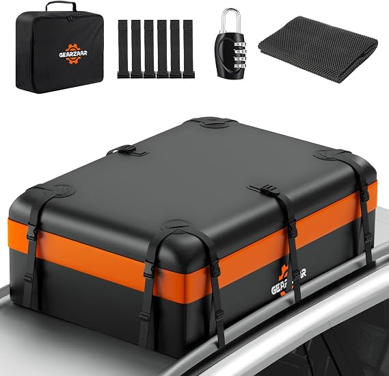 Roof Cargo Bag 21 Cubic Feet Waterproof 840D Universal | 21 Cubic Feet Capacity, 840D Waterproof Material, Universal Fit All Cars, Anti-Slip Mat Included, Storage Bag And Lock