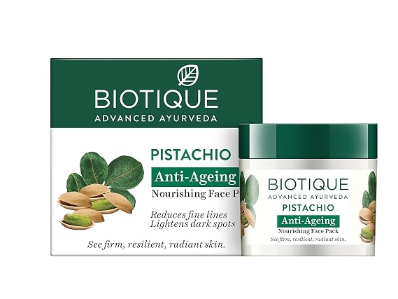 Biotique Bio Pistachio Ageless Nourishing & Revitalizing Face Pack For All Skin Types, 50G I 1.76 Oz.