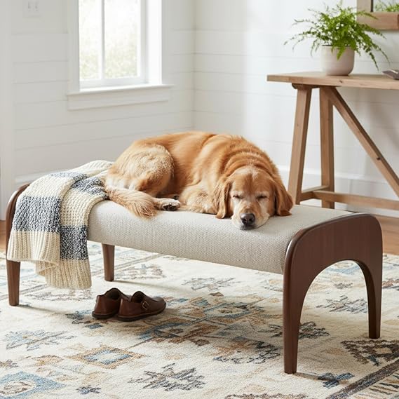 DUOMAY Modern 51" Wide Ottoman Bench, Beige