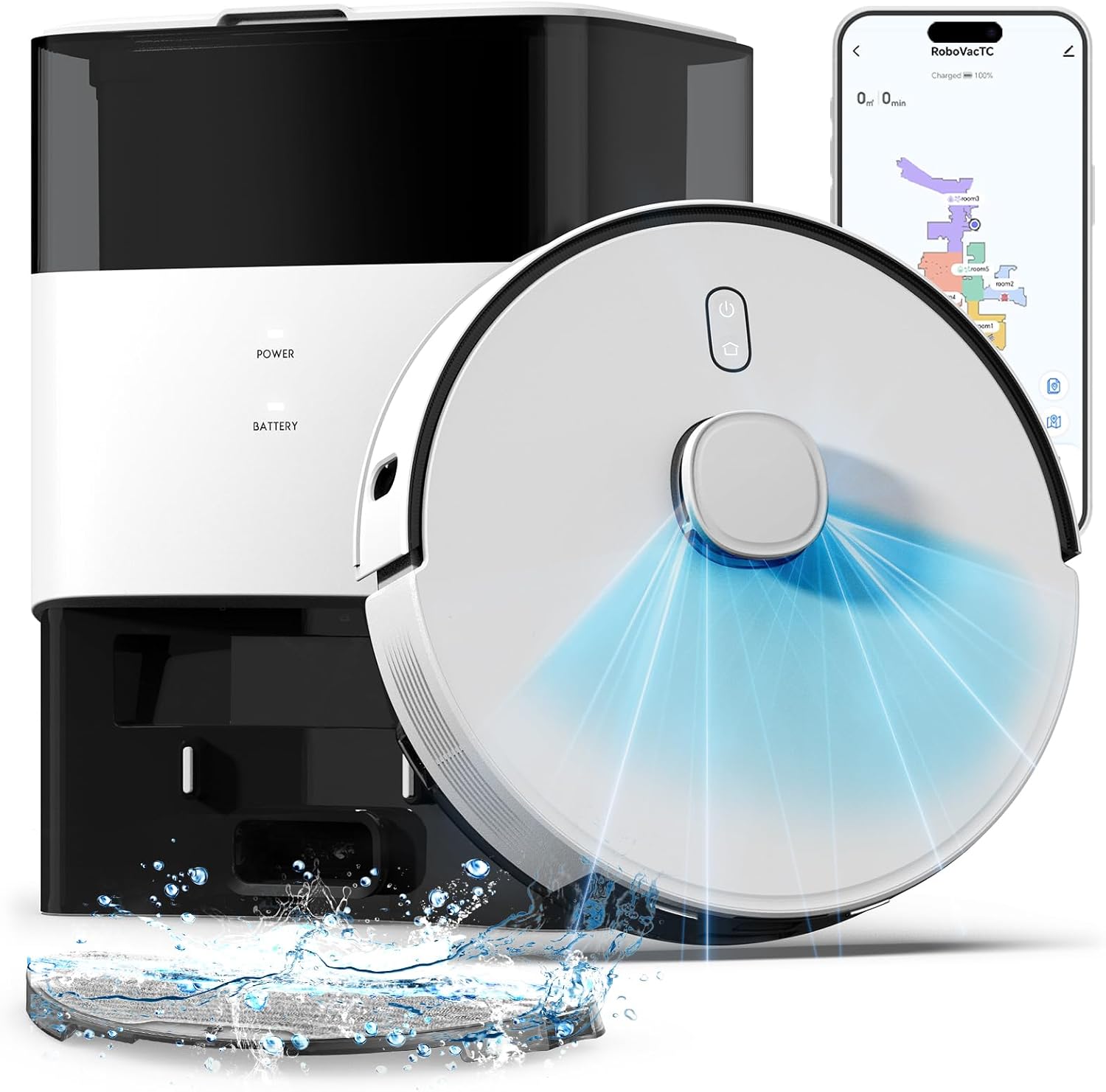 FIXR Robot Vacuum and Mop with Self-Emptying, 75-Day Hands-Free Cleaning 12,000Pa Suction