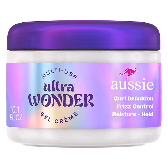Aussie Ultra Wonder Gel Creme All-in-1 Moisturizing Hold Styler, Gel + Cream, for All Hair Types and Curls, 10.1oz