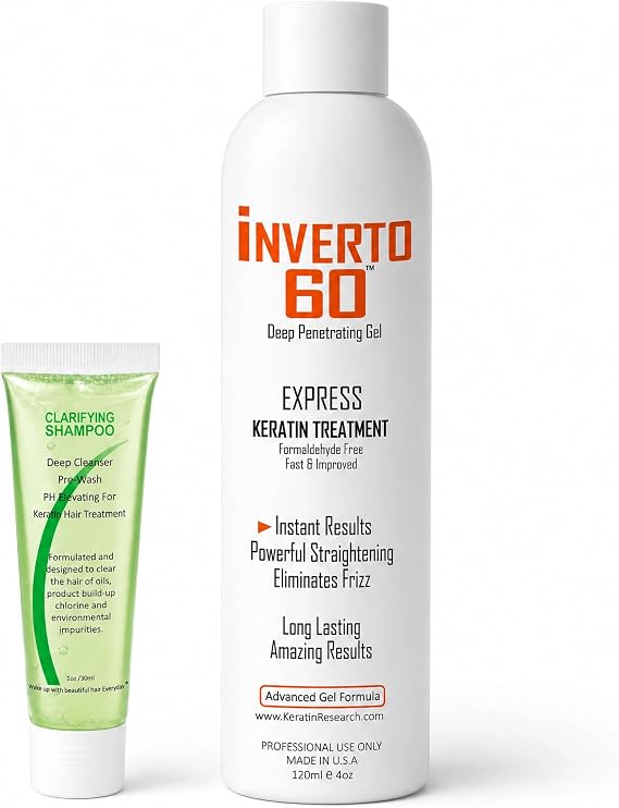 INVERTO 60 Advanced Gel Complex Brazilian Keratin Hair Blowout Treatment Formaldehyde Free 120ml with Advanced Preparation Straightening Smoothing and Repairing Damaged Hair Keratin Research