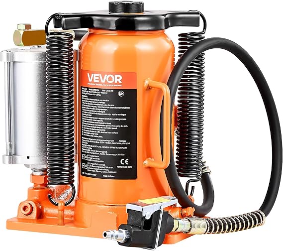 VEVOR Air Hydraulic Bottle Jack, 20 Ton/40000 LBS All Welded Bottle Jack, 10.4-19.7 inch Lifting Range, Manual Handle and Air Pump, for Car, Pickup, Truck, RV, Auto Repair, Industrial Engineering