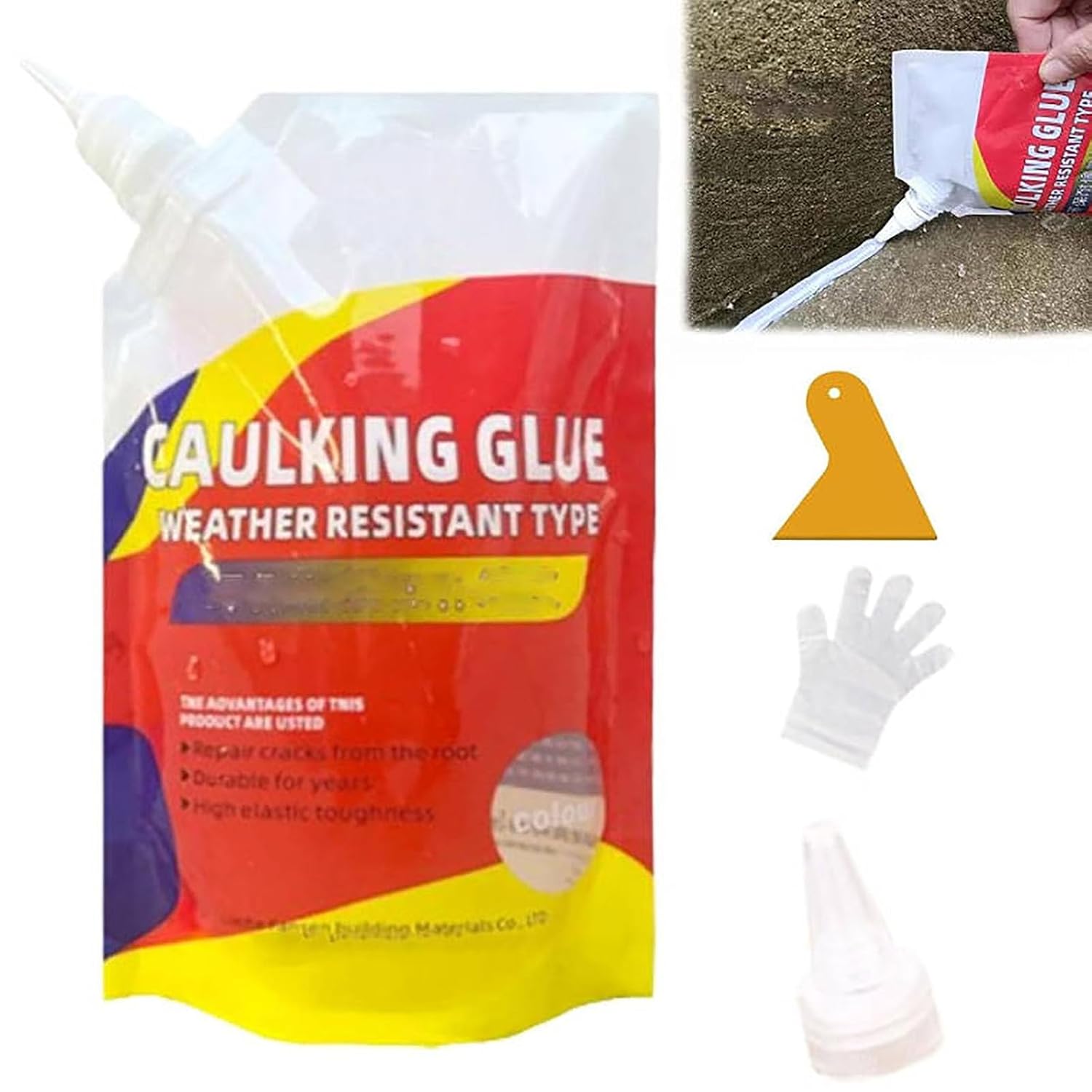 Slab Concrete Crack Waterproof Repair Sealant, Concrete Sealant Waterproof Repair, Caulking Glue Weather Resistant Type-Waterproof Crack Repair Adhesive Gray, Quick-Drying Sealing Adhesive 1