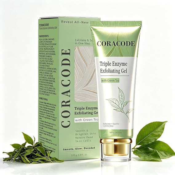 Triple Enzyme Green Tea Exfoliating Aqua Peel Gel, Deep Pore Face Exfoliant, Gentle Facial Exfoliator, Dead Skin Remover, Natural Cellulose for Peeling, Reveal All-New Skin(100ml / 3.4 fl.oz) (01)
