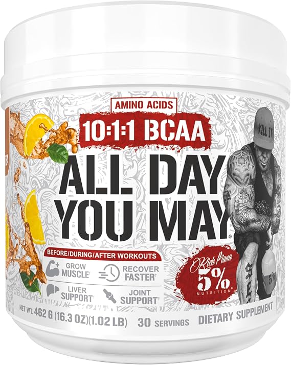 5% Nutrition AllDayYouMay BCAA Powder and EAAs (Southern Sweet Tea)