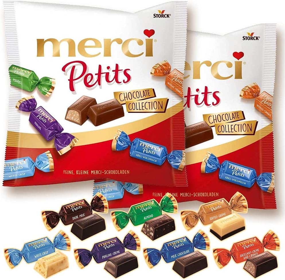 Stoke Merci Petite Chocolate Collection, 4.4 oz 125 g, 2 Bag Set, 7 Kinds of Flavors German Chocolate