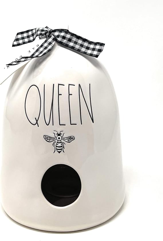 Rae Dunn By Magenta Queen Ceramic LL Bee Icon Beehive Shaped Decorative Birdhouse