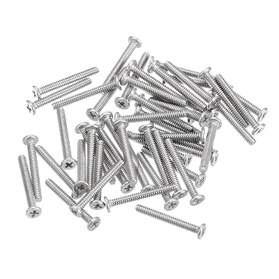 uxcell M1.6-0.35 x 12mm 50Pcs Flat Round Head Screws 304 Stainless Steel Phillips Drive Machine Screws Hardware Fastener for Furniture Connection