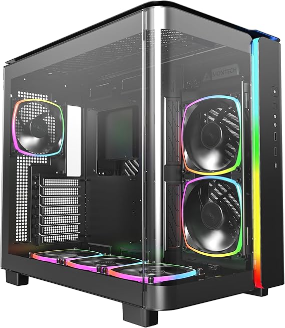 Montech KING 95 PRO Black Middle Tower Double Compartment Case 10 Port ARGB HUB with 6 ARGB Fand