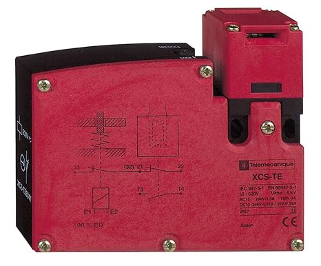 Telemecanique Sensors XCSTE7311 Limit Switch, 1 NC + 1 NO Simultaneous, De-energized Solenoid Unlock, 24V AC/DC, PG 11 Cable Gland, Plastic Enclosure