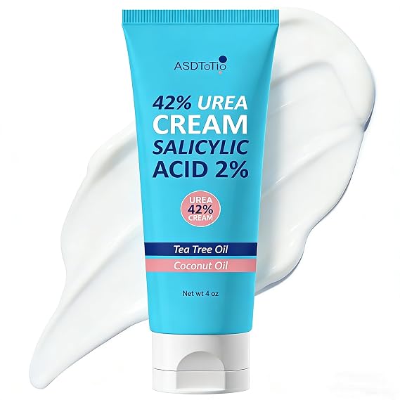 ASDToTio Urea Cream 42% - Foot Care for Dry Cracked Heels, Foot Lotion - With 2% Salicylic Acid, Tea Tree Oil, Shea Butter, Aloe Vera - For Feet, Hands, Heels, Elbows, Knees and More - 4 oz