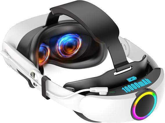 10000mAh Battery Head Strap Compatible with Meta Quest 3/3S | Rechargeable Battery Pack, Extend Playtime 2-4H, Comfortable, Reduce Facial Stress, RGB Lighting, Elite Strap Accessories