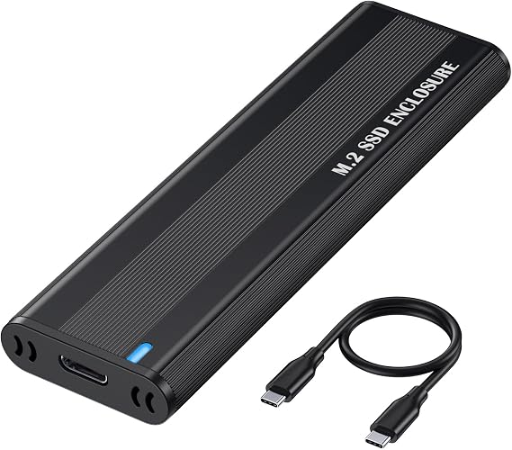 Aluminum M.2 NVME SATA SSD Enclosure Adapter, 10Gbps Type C Tool Free Enclosure for M.2 PCIe NVMe and SATA SSDs, SA04-CC