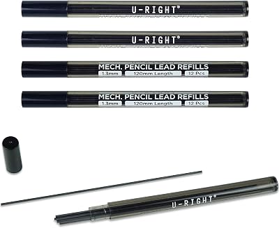 60 Pcs 1.3 mm Lead Refills for Mechanical Pencil, Break Resistant Weatherproof, 120 mm Length, 12 Pcstube, 5 Tubes