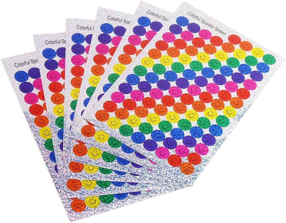 CCINEE 600 Pieces Sparkly Smiles Stickers Teacher &amp; Parent Reward Stickers Children Kids Free Bookmark Stickers