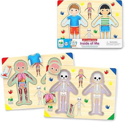 The Learning Journey: Lift & Learn Inside of Me Human Body Layered 28 Piece Jigsaw Puzzles- Montessori School - Learning Educational Toy for Baby - Kids Ages 3 and Up Non-Toxic & BPA Free