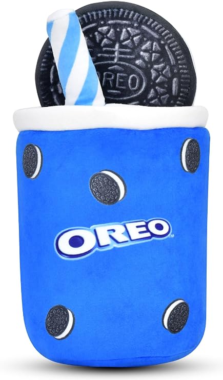 iscream Oreo Cookie and Milk with Straw Shaped Plush Fleece Pillow Set | Officially Licensed, Classic Oreo Blue, Includes 1 Mini 3.5" Oreo Cookie Shaped Pillow to "Dunk", 10.5" High x 6.25" Wide