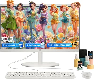 HP 21.5 All-in-One Desktop Computer - FHD Anti-Glare Display, Intel Celeron J4025 Processor, Windows 11 Pro, Wi-Fi 6 32GB RAM, 1TB SSD