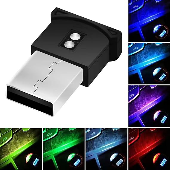 USB Light, Mini LED Car Light, RGB 7 Colors, Switching Function, Auto Lighting, Dimming, Light Sensor, USB Powered, Ambient Light, Illumination, Small, Lightweight, 1 Piece