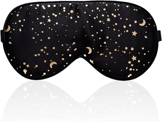 townssilk 100% Silk Sleep mask with Adjustable Strap,Comfortable and Super Soft Eye mask Ultimate Sleeping aid,blindford Golden Moon