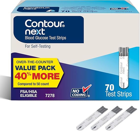 Ascensia Contour Next Blood Glucose Diabetes Test Strips, 70 Count