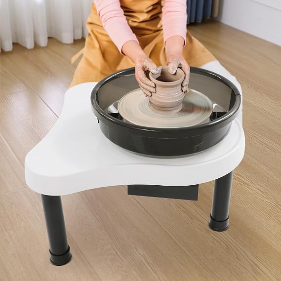 Pottery Wheel Ceramic Machine with Foot Pedal & LCD Screen, 18.1" Turntable Electric Pottery Forming Machine, Ceramic Forming Machine with Detachable Basin, DIY Clay Potter's Wheel Kit