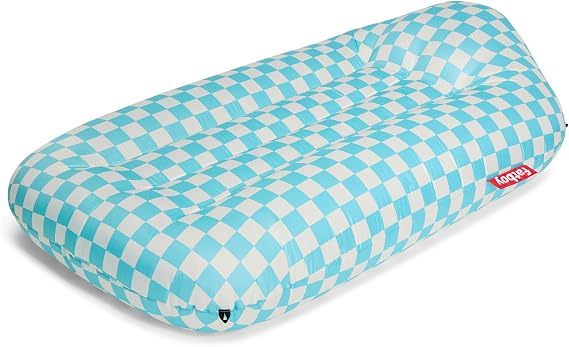Fatboy Lamzac L Inflatable Sofa Lounger – No-Pump Air Sofa for Indoors & Outdoors use, Camping, Adults & Kids - Chess Azur - Single