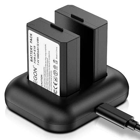 ENEGON LP-E10 Replacement Battery (2-Pack 1680mAH) and Rapid Dual Charger for Canon LP E10 Canon EOS Rebel T3 T5 T6 T7 T100,Kiss X50 X70 X80 X90,EOS 1100D 1200D 1300D 1500D 2000D 3000D 4000D