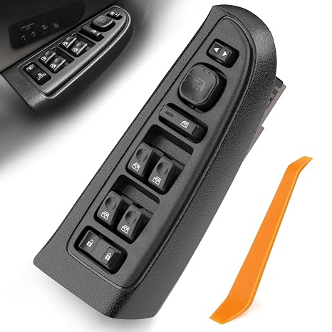 Power Window Switch & Bezel with Folding Mirror Switch Compatible with 2003-2006 Escalade Avalanche Silverado Suburban Tahoe Sierra Yukon H2 Replaces# 15883319, DWS-394