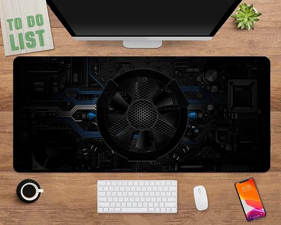 Personalized PCB CPU Style Mouse Pad, Extra Large Non-Slip Stitched Edges Computer Desk Mat 12x28 inch