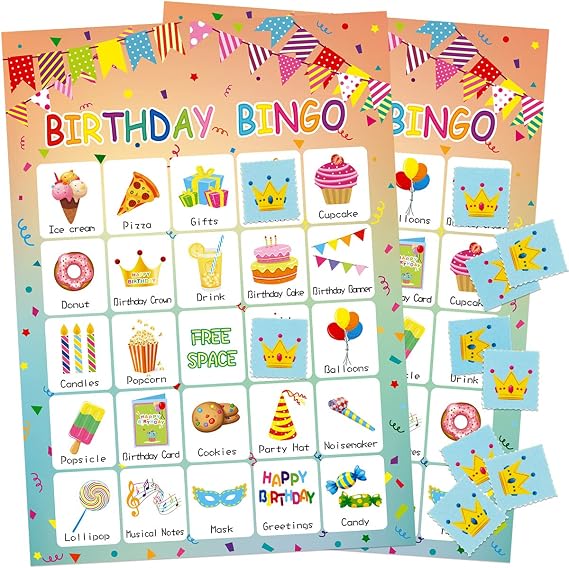 Fancy Land Birthday Bingo Game for Kids 24 Players Classroom Activities | Birthday Party Games, Kids Supplies, Party Favors