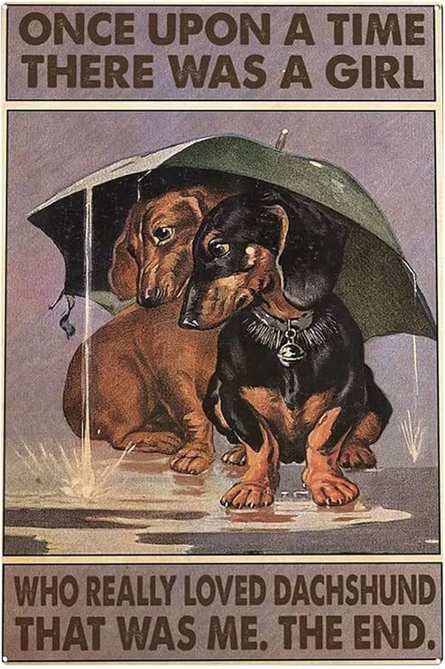 peiyeety Vintage Creative Dachshund Once Upon A Time Farm Poster Metal Aluminium Wall Decor Tin Sign 8 x 12 Inch