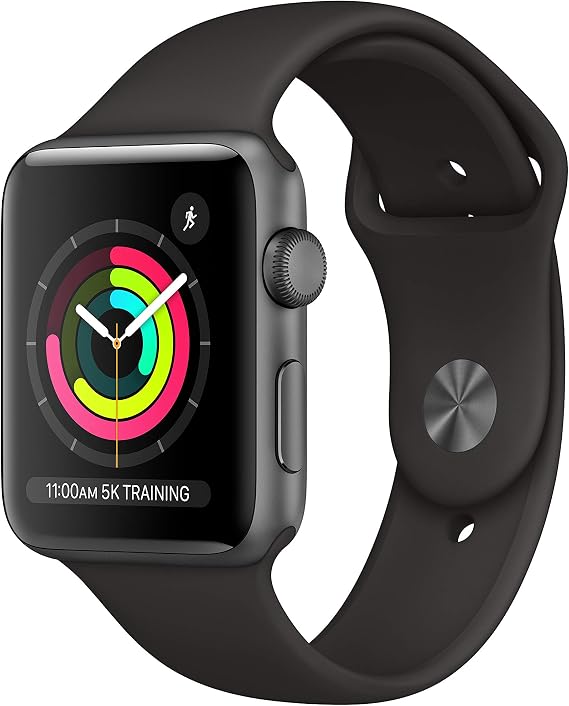 Apple Watch Series 3 [GPS 42mm] Smart Watch w/Space Gray Aluminum Case & Black Sport Band. Fitness & Activity Tracker, Heart Rate Monitor, Retina Display, Water Resistant