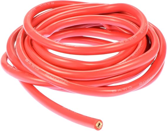 10' Red 8 Gauge Super Flexible High Strand Battery/Motor Silicone Insulated Copper Wire #1120