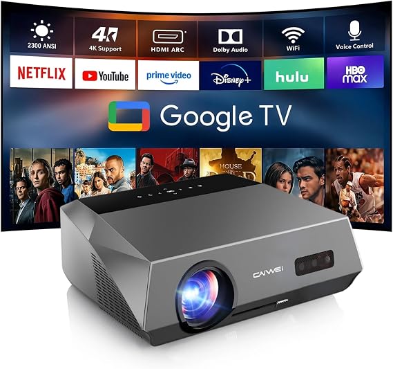 4K Google TV Projector with 2300 ANSI Brightness, Daylight Home Cinema