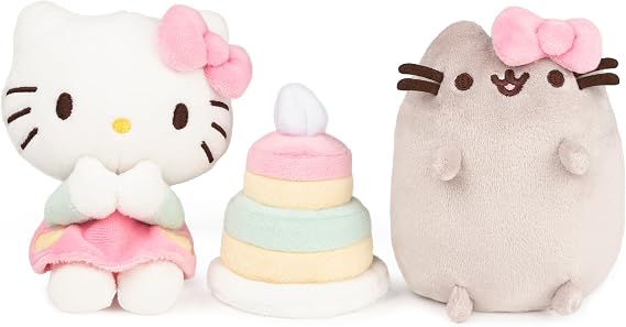 GUND Hello Kitty x Pusheen Best Friend Collector with Cake Set of 3 Plush, 4.5