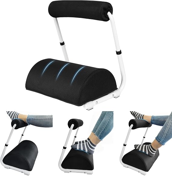 Adjustable Foot Rest Under Desk Footrest Wide Leg Rest 3 Height Positions with Detachable Foam Cushion for Desk Office Gaming Chairs