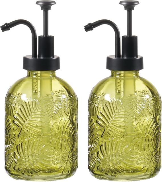 11.8Oz Refillable Kitchen Dish Soap Dispenser with Embossed Leaf
