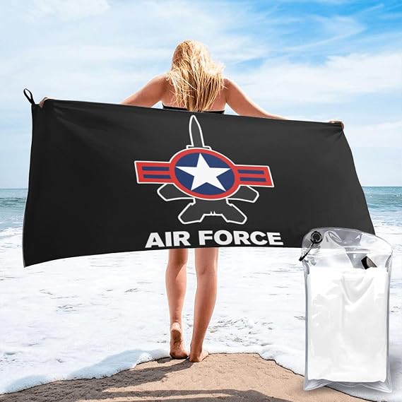 Air Force with F15 Jet and Vintage Roundel Quick Dry Bath Towel, Ultra-Absorbent Lightweight Towel, Fast-Drying Soft Towel for Bathroom, Travel, Gym & Beach 31.5"x63"