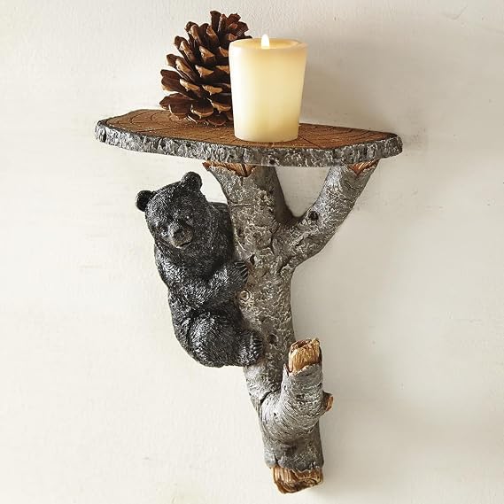 BLACK FOREST DECOR Bear Tree Branch Wall Shelf, Resin, 8" W x 3 1/2" D x 6 1/2" H