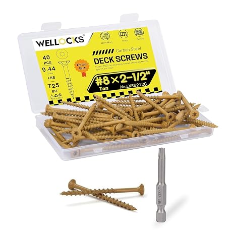 WELLOCKS #8 x 2-1/2 in Tan Deck Screws, 0.44 lbs Trial Size