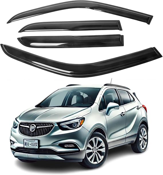 Fit for: Buick Encore 2013-2023/Chevy Trax 2014-2023 - 2mm Thick Tape-On Premier Wind Deflectors for Front and Rear Windows, Durable & Sleek Design, Set of 4